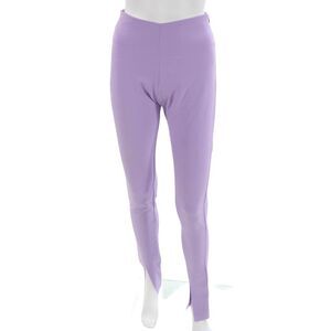 Akep Womens Purple Solid Zip Pants Designer 89% Polyester 11% Elastane Size 40